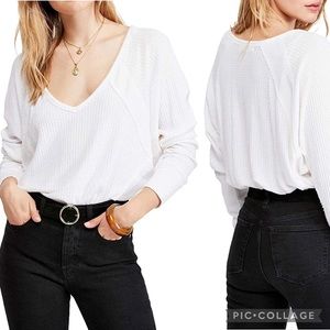 NWT Free People Santa Clara Slouchy Thermal in Alabaster | XS